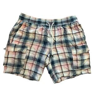 JOE FRESH l Mens Womens Plaid Drawstring Shorts l Cotton Linen Blend Size 36